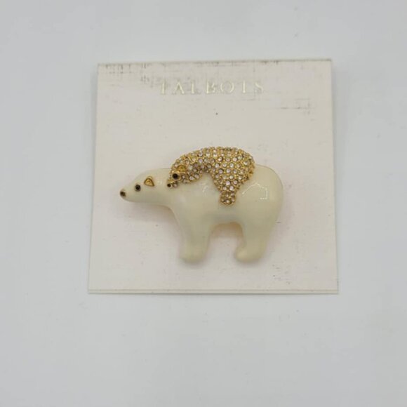 Talbots White Enamel Polar Bear Brooch NWT! NEW! - Picture 3 of 6